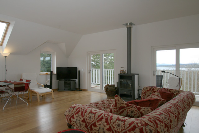 Lounge with views towards Loch Mhor